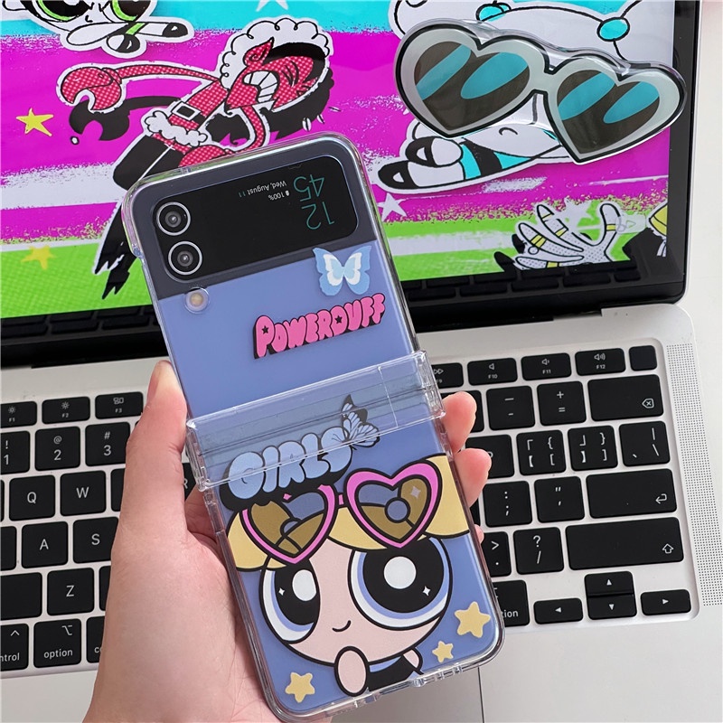 Ốp Điện Thoại Chống Sốc Có Vòng Đeo Tay Họa Tiết Hoạt Hình Powerpuff Girls Cho Samsung Galaxy Z Flip 3 4 5 ZFlip3 ZFlip4