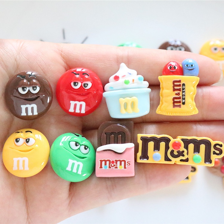 1 Cái m & m Kẹo chocolate Đậu Cầu Vồng Tươi Sáng Kẹo lollipop set crocs clog jibbitz Khóa Giày Trang Trí