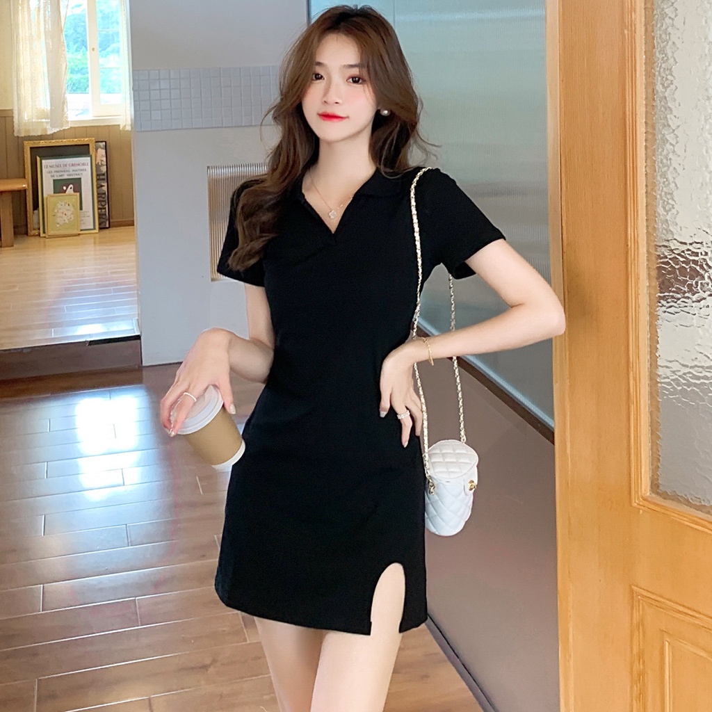 Váy quấn cổ v- của pháp cho phụ nữ vào mùa hè 2023 váy đen nhỏ mới tính khí váy mỏng gợi cảm hot girl