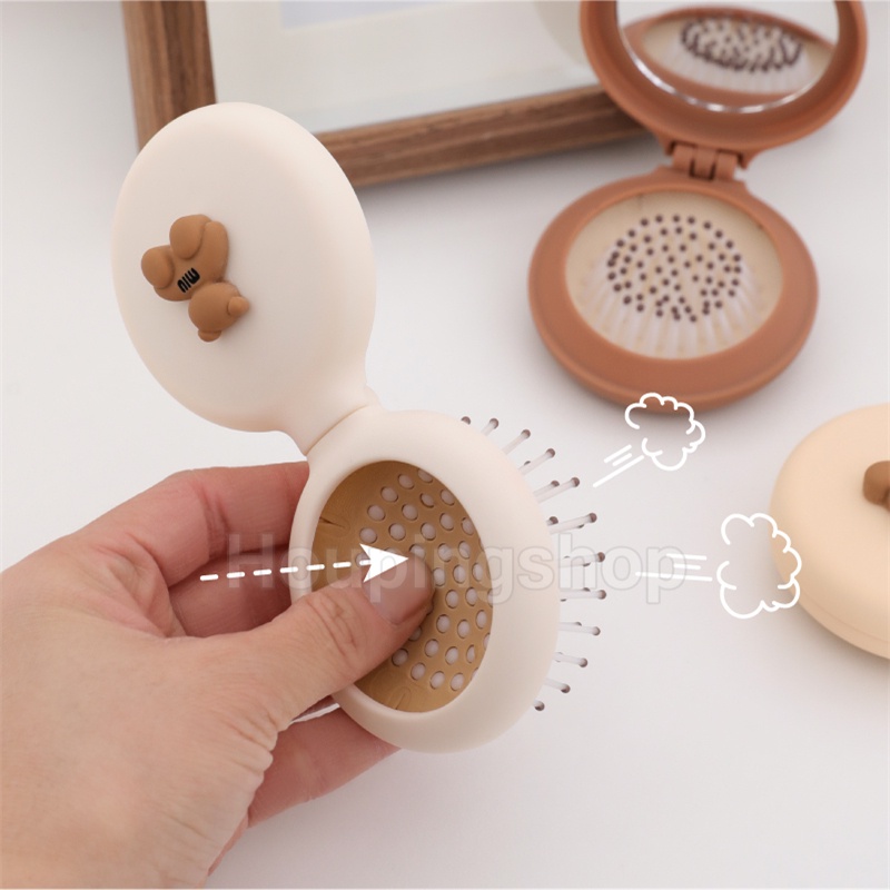 Lược Chải Tóc Mini Kèm Gương Dạng Gập Hình Hoạt Hình Dễ Thương Có Thể Gập Lại Cho Học Sinh Nữ