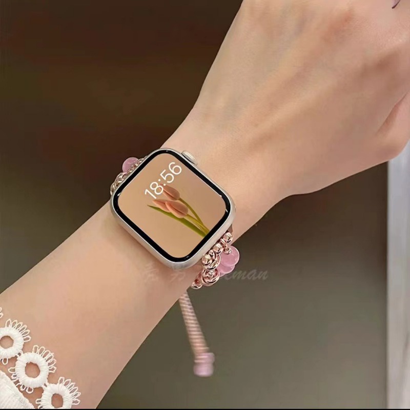 Dây Đeo Chuỗi Hạt Bằng Kim Loại Cho Đồng Hồ Thông Minh Apple watch series 8 7 6 5 4 se 3 44mm 42mm 40mm 49mm 45mm 41mm 38mm
