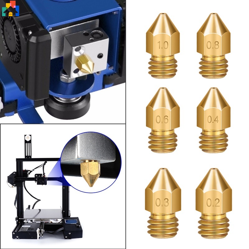 1 Đầu Phun MK8 Chất Lượng Cao 0.2 / 0.3 / 0.4 / 0.5 / 0.6 / 0.8 / 1mm Cho Máy In 3D