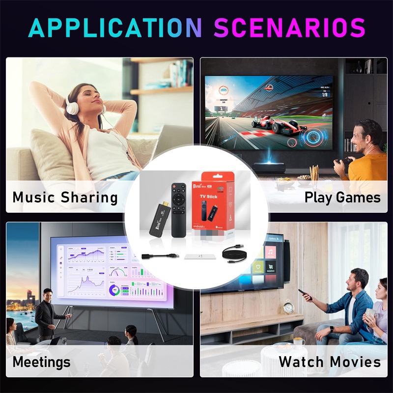 Gậy TV Thông Minh Android TV 98 4K 2.4G 5G Wifi Android 12.1 Rockchip 3228A 8GB / 128GB 4K HD 3D Android 12 X96 Q3 Và Phụ Kiện