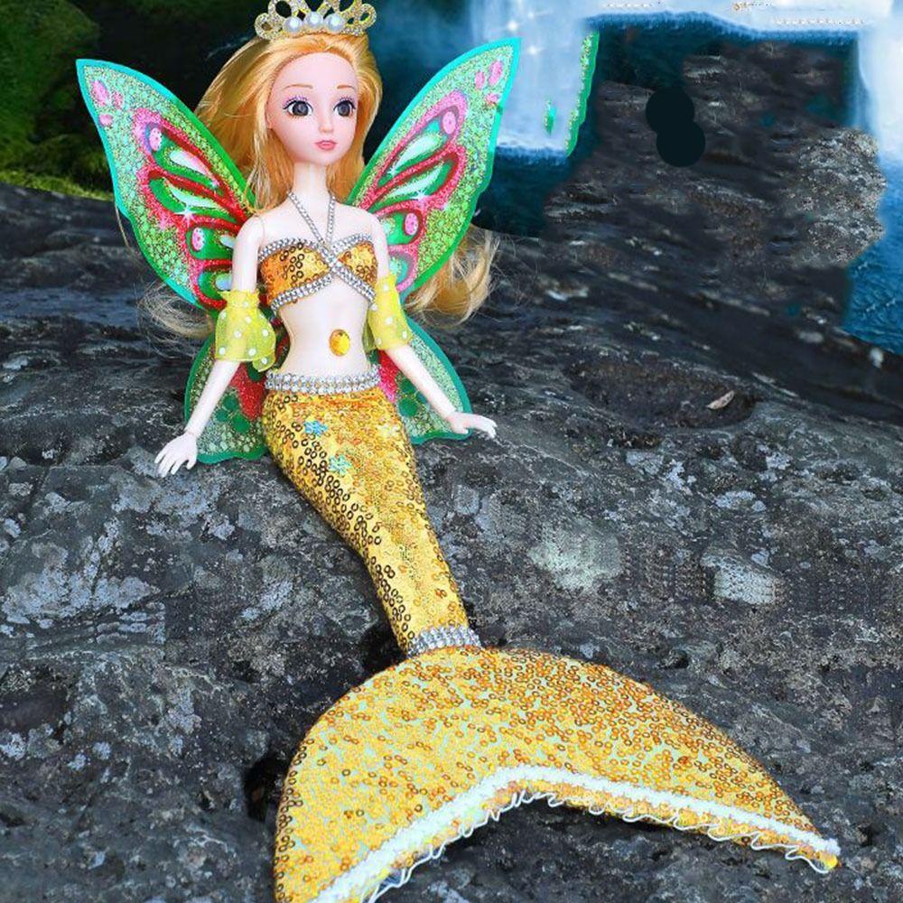 Daron1 Búp Bê Mặc Váy Đuôi Cá Đính Kim Sa Thân Thiện Với Môi Trường diy Với Môi Trường Có Cánh Nhiều Màu Lựa Chọn Cho Bé Gái