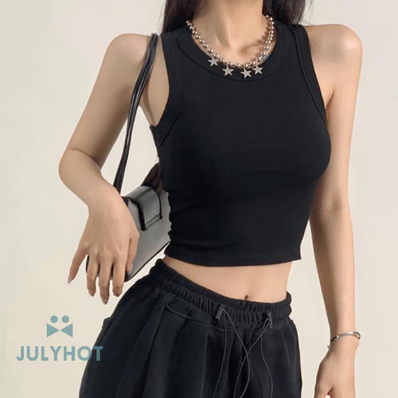 Áo Hai Dây Cổ Tròn Hở Lưng Màu Trơn Thời Trang Mùa Hè Quyến Rũ Cho Nữ