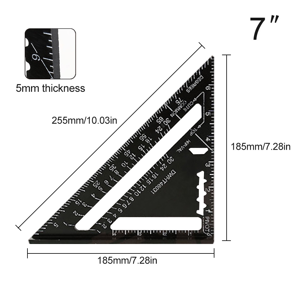 Thước Đo Góc Hình Tam Giác 7Inch Bằng Hợp Kim Nhôm