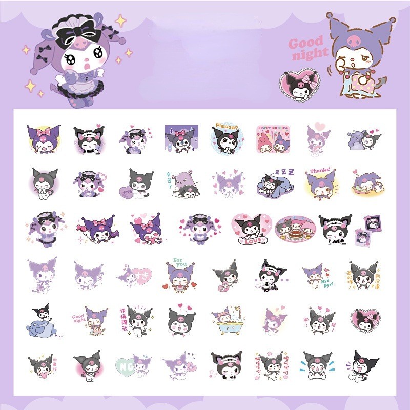 SANRIO Set 100 Sticker Hoạt Hình Kuromi My Melody Dễ Thương Bằng PVC Chống Thấm Nước Trang Trí Laptop Trẻ Em