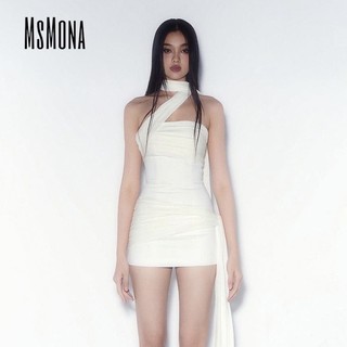 MsMona Thời Trang Nữ Mới Màu Trơn Slim-fit Đa Năng Gợi Cảm Đầm Hông