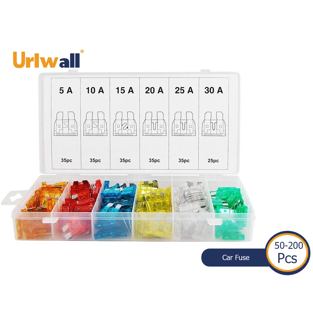 Urlwall 200 cái cầu chì ô tô trung bình phân loại cầu chì tiêu chuẩn phụ kiện cầu chì đặc biệt ô tô 5a 5a 10a 15a 20a 25a 30a cầu chì ô tô tải ô tô bộ cầu chì lưỡi tự động có hộp