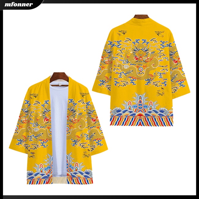Áo Khoác Kimono In Hình Rồng Phong Cách Retro Cho Nam Nữ