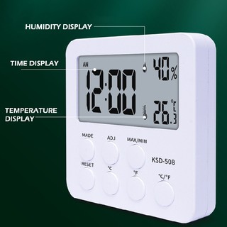New Digital Display Alarm Clock Home Desktop Electronic Thermometer Hygrometer