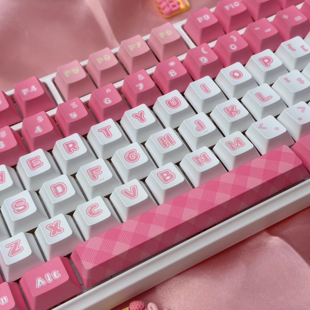 135 Phím Dopamine Keycaps Cherry Profile Cô Gái Hồng Anime PBT Dye Sub Cơ Keycap