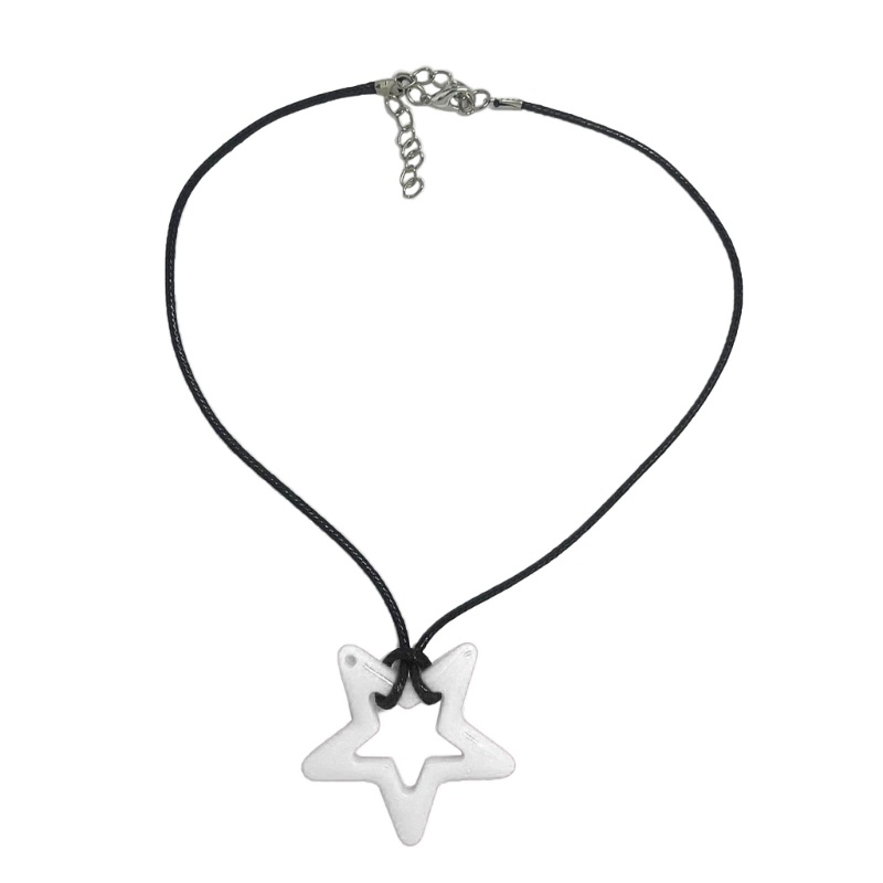 ✿ Dây Chuyền choker Mặt Ngôi Sao Năm Cánh Rỗng dopamine Màu Hồng y2k