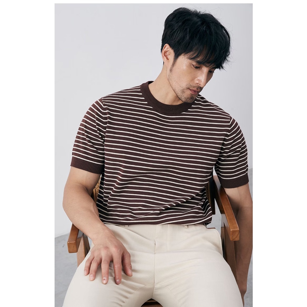 Áo Sweater Dệt Kim Tay Ngắn Cổ Tròn Phong Cách Thời Trang Mùa Hè Mới Cho Nam Giới