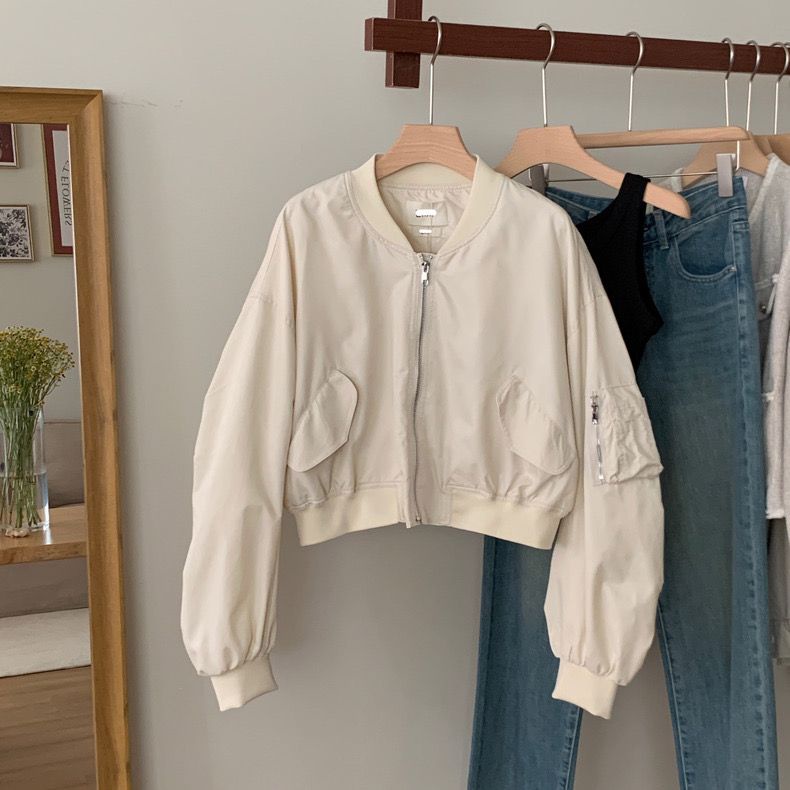 Áo Khoác Bóng Chày Ngắn Dáng Rộng Phong Cách Hàn Quốc Thời Trang Mùa Xuân 2023 Cho Nữ Nhìn 2FGH