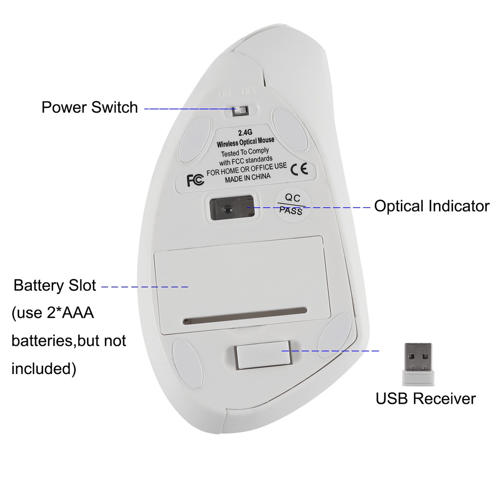 Chuột Không Dây Dạng Đứng 2.4GHz 1600 DPI