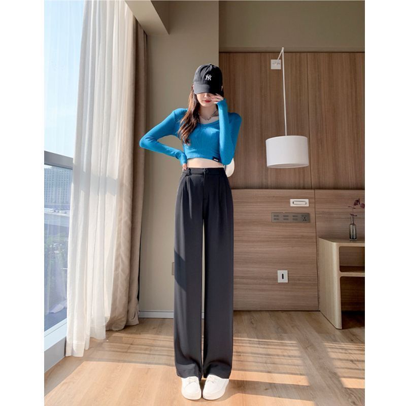 Quần Dài Lưng Cao Ống Rộng Thiết Kế Mới Thời Trang Mùa Xuân Thu Dành Cho Nữ
