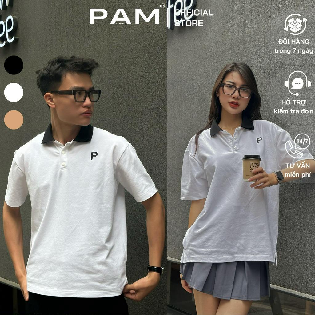 L11 - Áo Polo Cotton Cá Sấu 260gsm PAMSTUDIO , Áo Polo Thêu Chữ Unisex