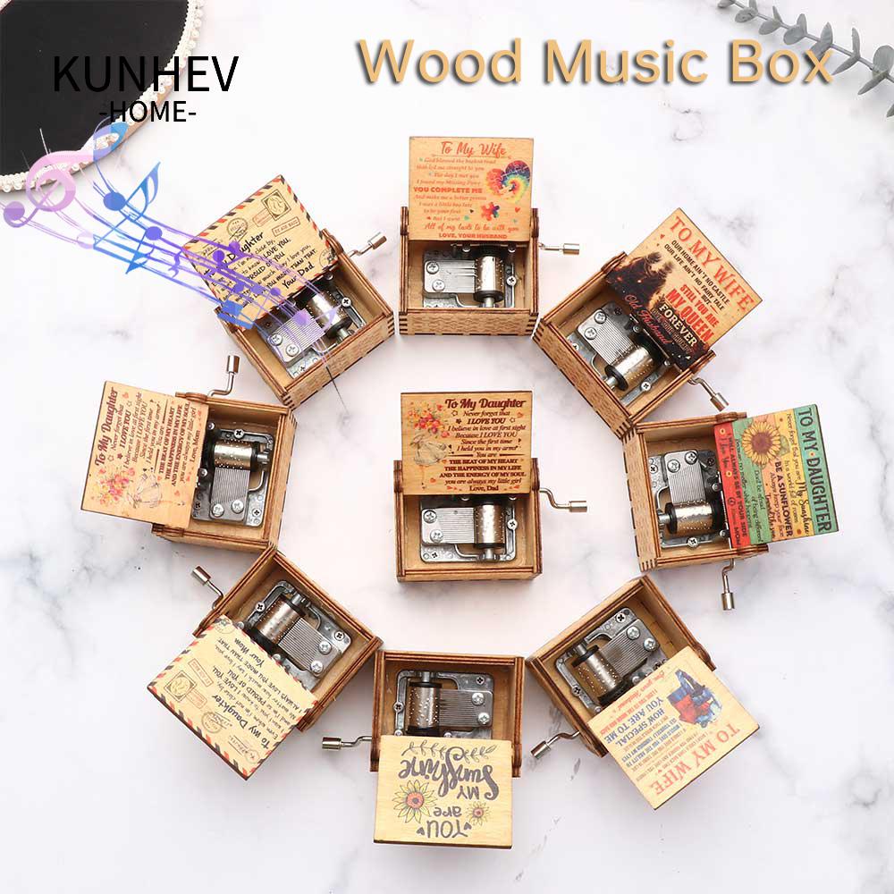 KUNHEV Hộp Nhạc Cơ Học Khắc Chữ You Are My Sunshine