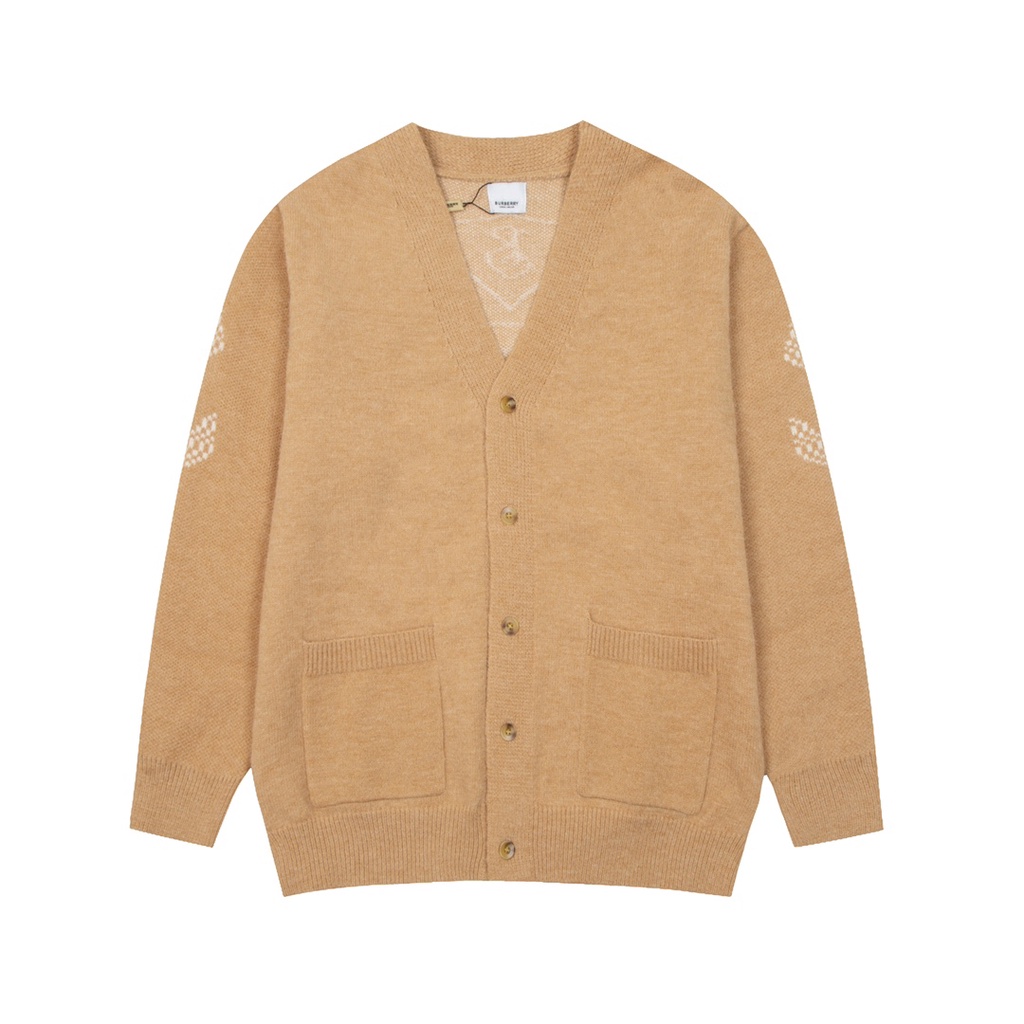 Burberry2023 mùa thu mới cổ điển chiến tranh ngựa lúa mì tai công nghiệp nặng áo len cardigan jacquard