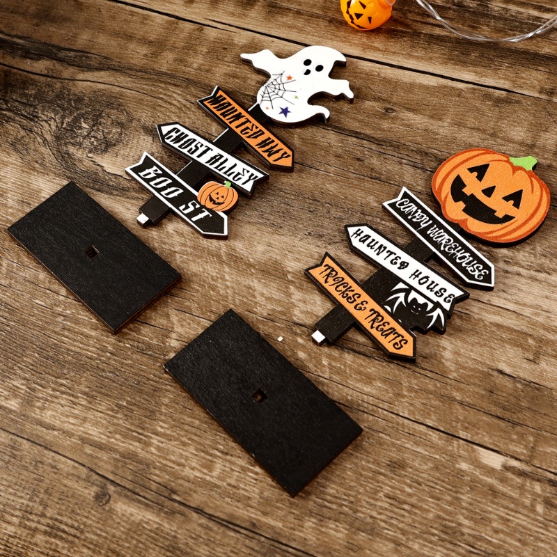 Trick or treat ghost letters plate / halloween pumpkin vertical board / detchable tree shaped table ornament / funny atmosphere decoration