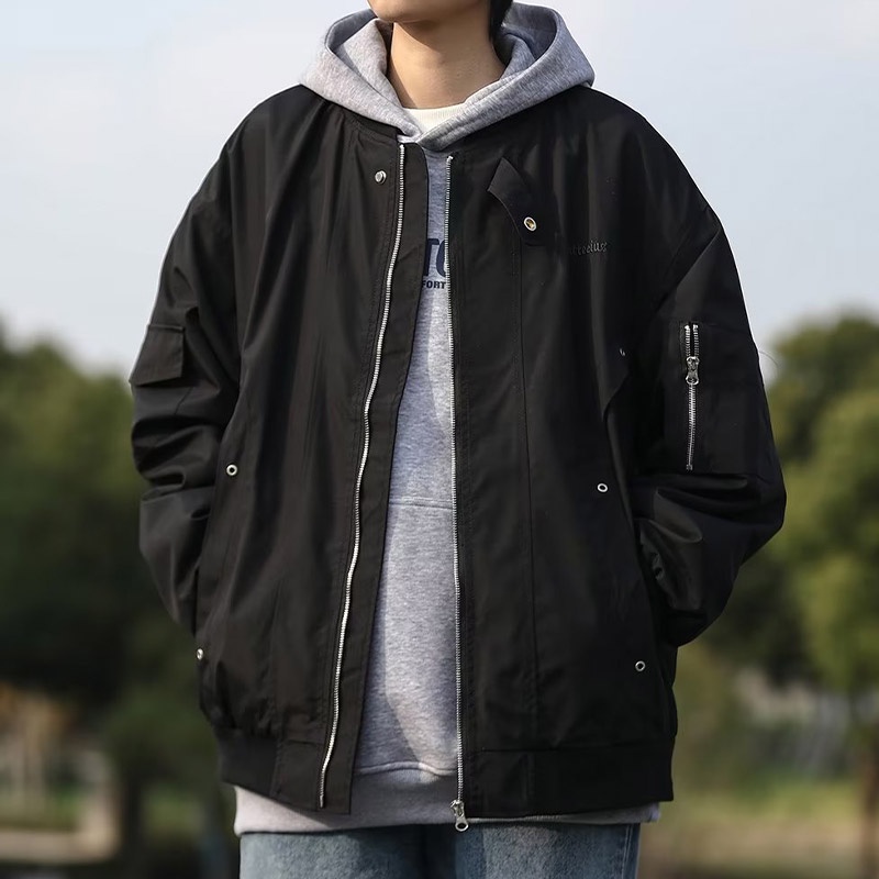 Áo khoác nam ESEA tay dài màu trơn phong cách Harajuku Nhật Bản đơn giản thời trang