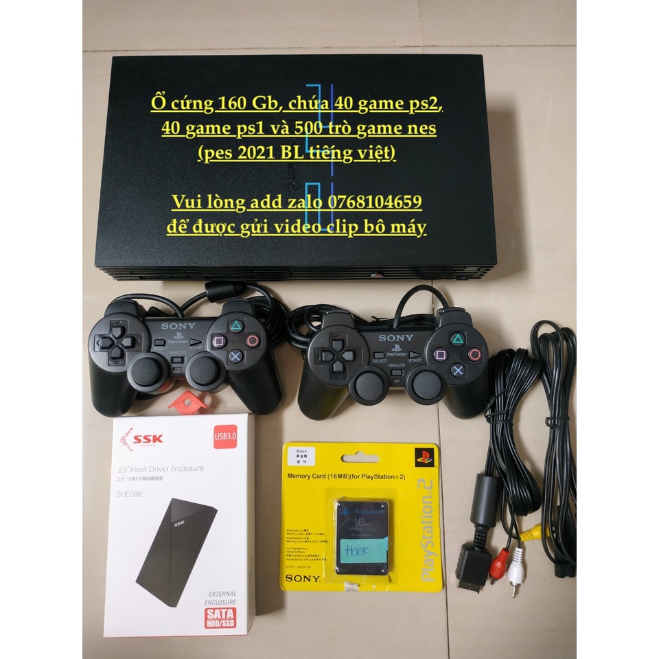 Máy game Ps2 ổ cứng 260 gb (có game 30 ps2 và 40 ps1, game nes) - Playstation 2, hàng chính hãng bảo hành 2 tháng