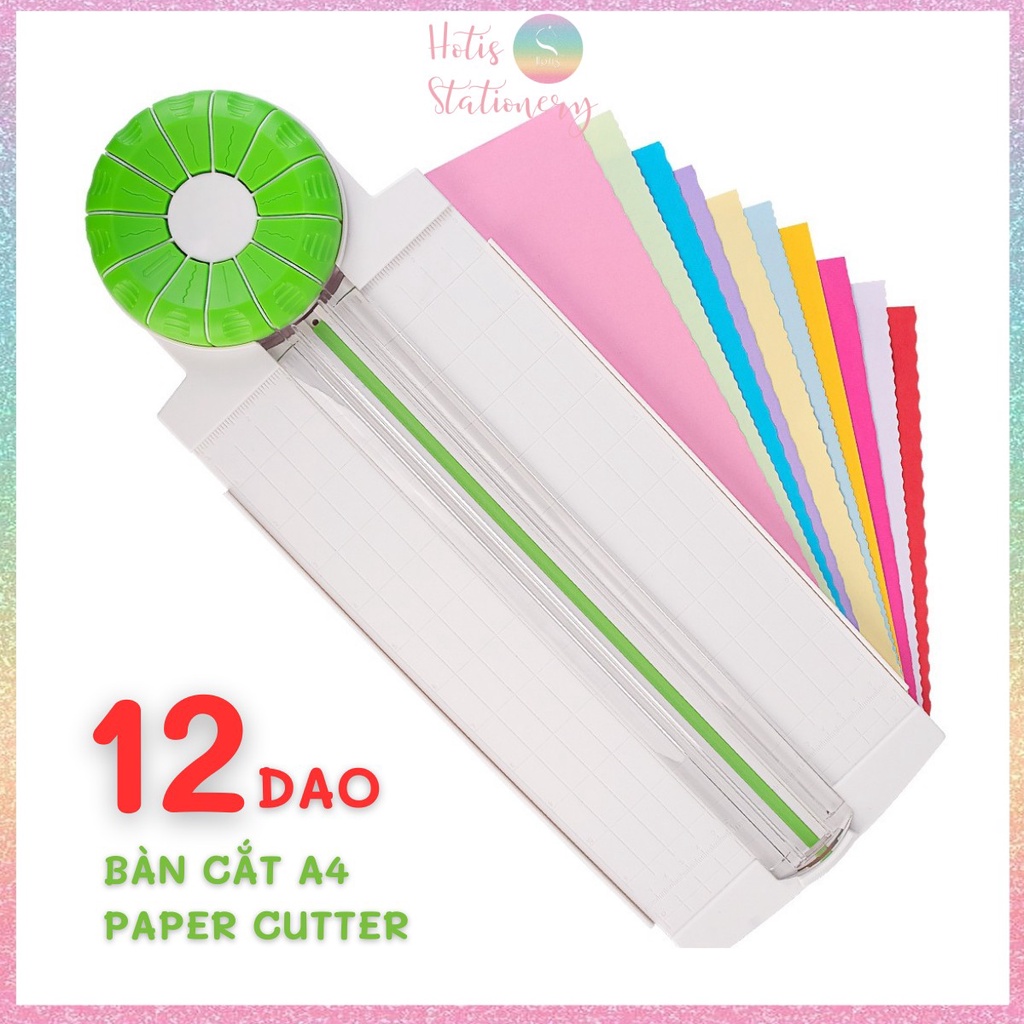 Bàn cắt giấy A4 Hotis Jef Trimmer gồm 12 dao cắt nét thẳng, đứt, răng cưa handmade DIY
