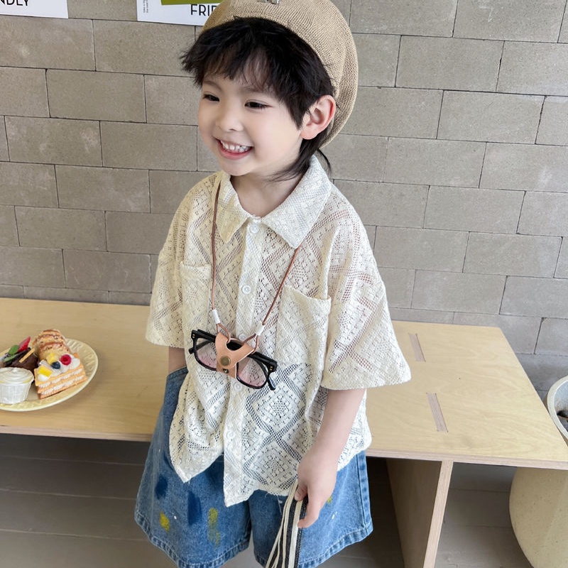 Bộ Đồ denim Ngắn Tay Thời Trang Mùa Hè Hàn Quốc Dành Cho Bé Trai