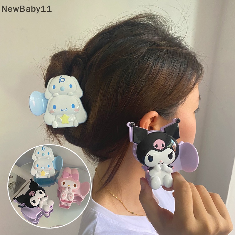 Newbaby kawaii sanrio kuromi my melody cinnamoroll dog kẹp tóc phía sau đầu cá mập kẹp phim hoạt hình phụ kiện tóc dễ thương cho bé gái mũ nón.