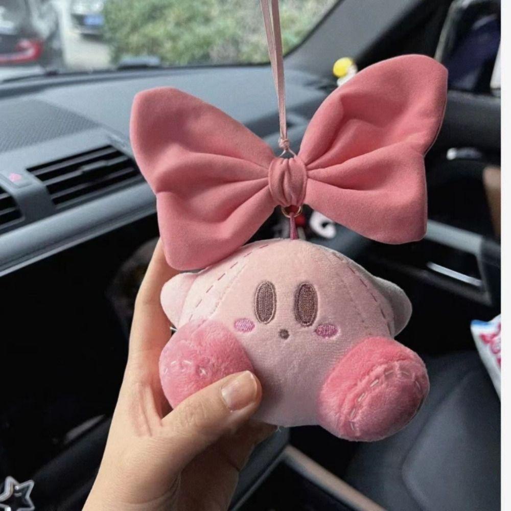 Mặt dây chuyền kirby ngôi sao shanhai, móc khóa sang trọng kirby's dream land kirby sang trọng, ngôi sao mềm dễ thương kirby pink bow car ornament