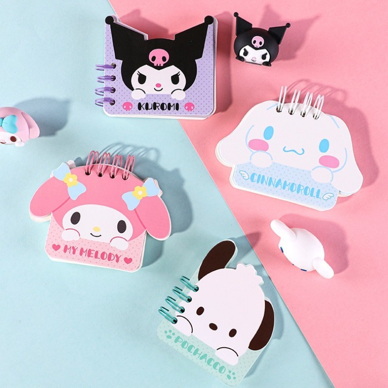 Kawaii sanrio coil notebook shaped small coil notebook kids kuromi cinnamoroll my melody office phụ kiện