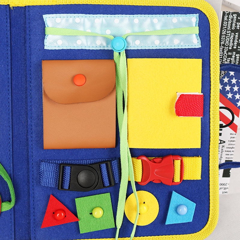 Trẻ em montessori busy board toy kids felt dressing learning life skills đồ chơi giáo dục sớm