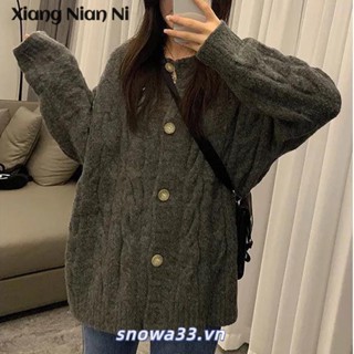 Áo khoác len XIANG NIAN NI dệt kim phong cách Hàn Quốc thời trang xuân thu đông