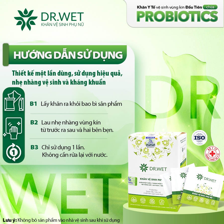 DR.WET- KHĂN Y TẾ VỆ SINH VÙNG KÍN ĐẦU TIÊN CHỨA PROBIOTICS CarynShop