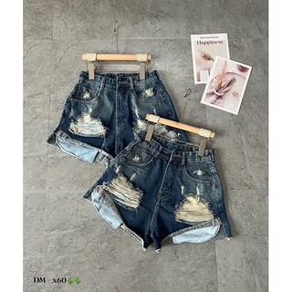 Quần short jeans rách túi kiểu màu xanh bạc alohashop91