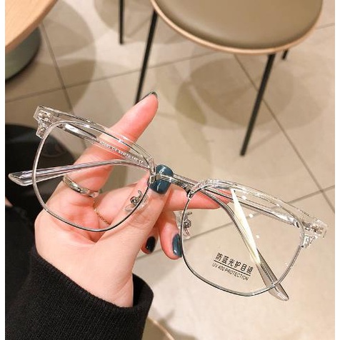 Mắt Kính Nửa Gọng Kim Loại Chống Ánh Sáng Xanh Phong Cách Vintage COD  Cho Nam RYVN