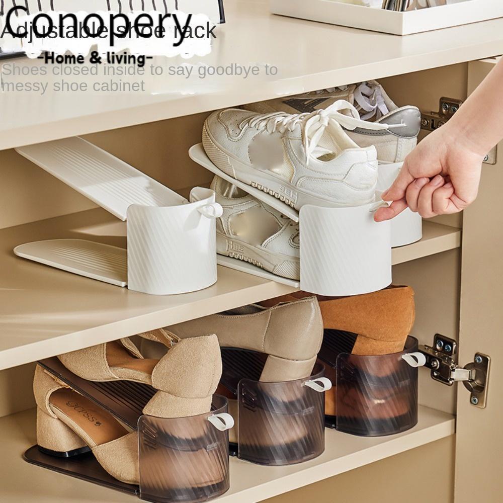 Conopery để giày CONOPERY bằng PP có thể điều chỉnh độ cao 3 nấc thiết kế dây rút hai tầng sọc chống trượt nhỏ gọn