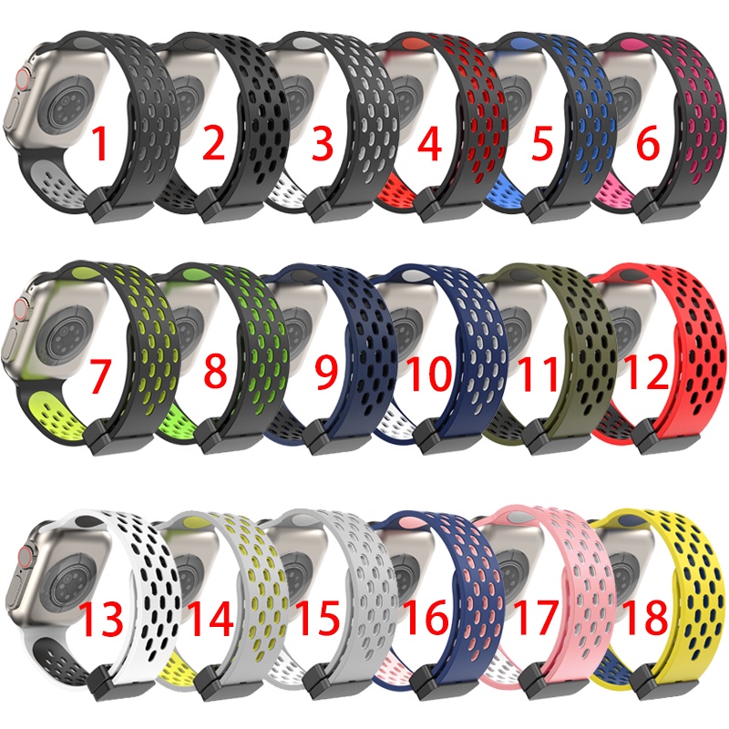 Dây đeo đồng hồ silicon d khóa từ tính cho apple smartwatch series 8 7 se 6 4 4 4 4 4 4 45 49mm