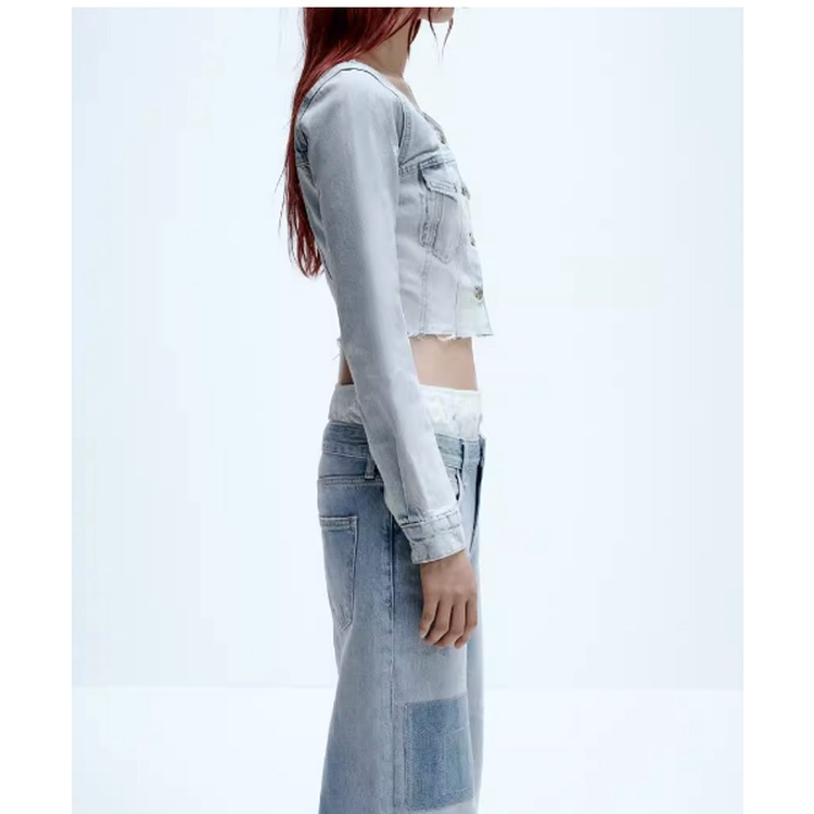 Zara Áo Khoác denim Thời Trang Mùa Thu Cá Tính Cho Nữ5252008