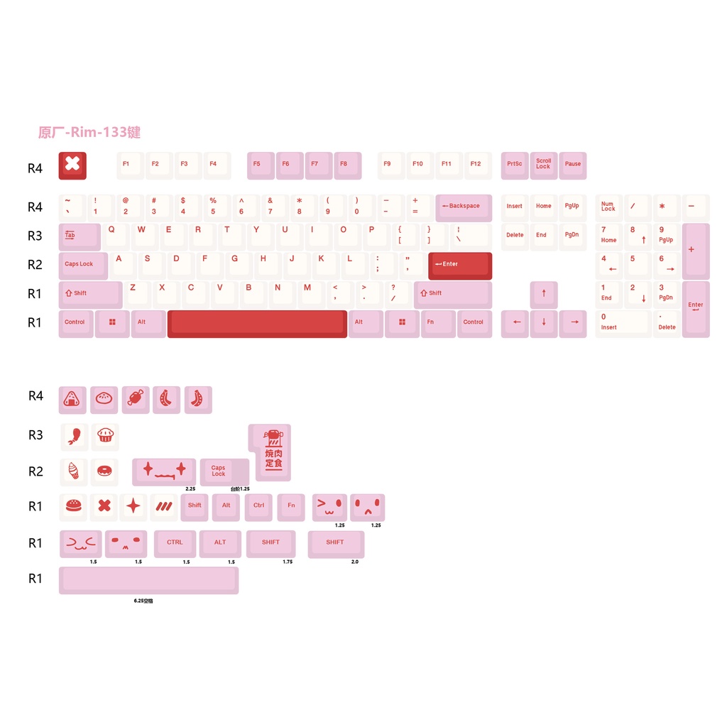 Rim keycaps cherry profile nữ tính màu hồng pbt dye bàn phím cơ phụ keycap