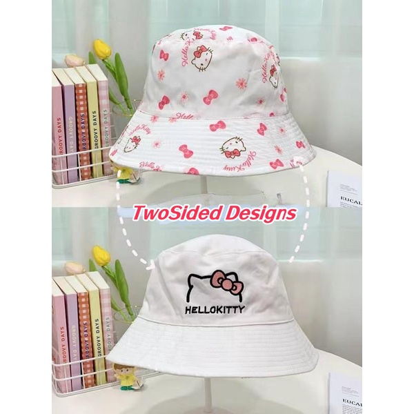 Kuromi Nón Tai Bèo Hai Mặt Thêu Họa Tiết Hello Kitty Thời Trang Cho Bé Gái