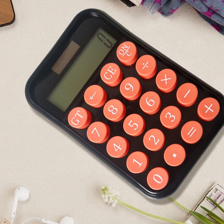 Máy tính màu kẹo màn hình 10-chữ số barbie dopamine màu màn hình lớn bàn phím cơ nút lớn máy tính năng lượng mặt trời đồ dùng học tập