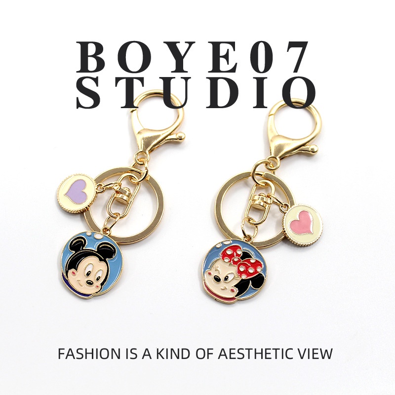 Phim hoạt hình dễ thương túi móc khóa chuột mickey mặt dây chuyền hợp kim nhỏ cho nam và nữ phụ kiện túi quà tặng đơn giản