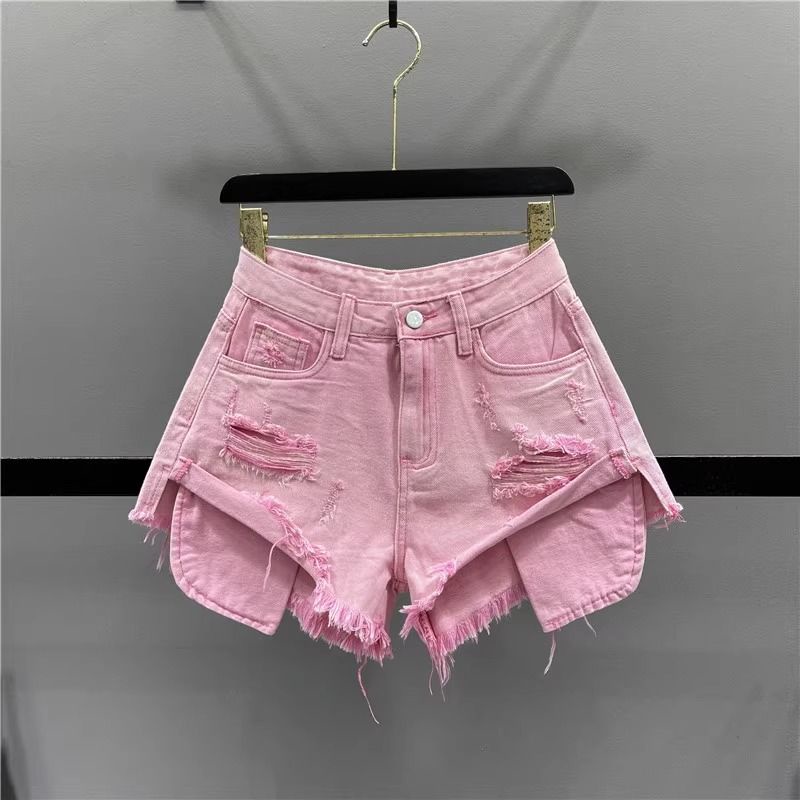 Quần Short denim Rách Tua Rua Dáng Chữ a Lưng Cao Thời Trang Mùa Hè Mới 2023 Cho Nữ