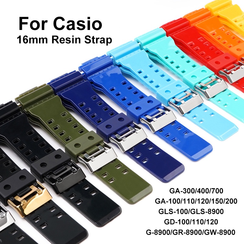 Dây đeo đồng hồ bằng nhựa 16mm cho casio ga-100 110 gd-100 gd-120 g-8900 gls-100 dây đeo bằng cao su mềm vòng đeo tay silicon bóng mờ