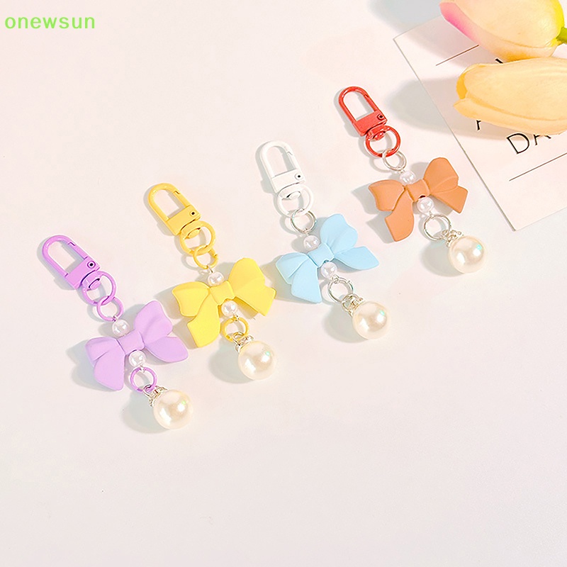 Onewsun nơ kẹo màu mặt dây chuyền chìa khóa thời trang y2k keychain hộp đựng tai nghe túi quyến rũ mặt dây chuyền phụ kiện túi xách mới