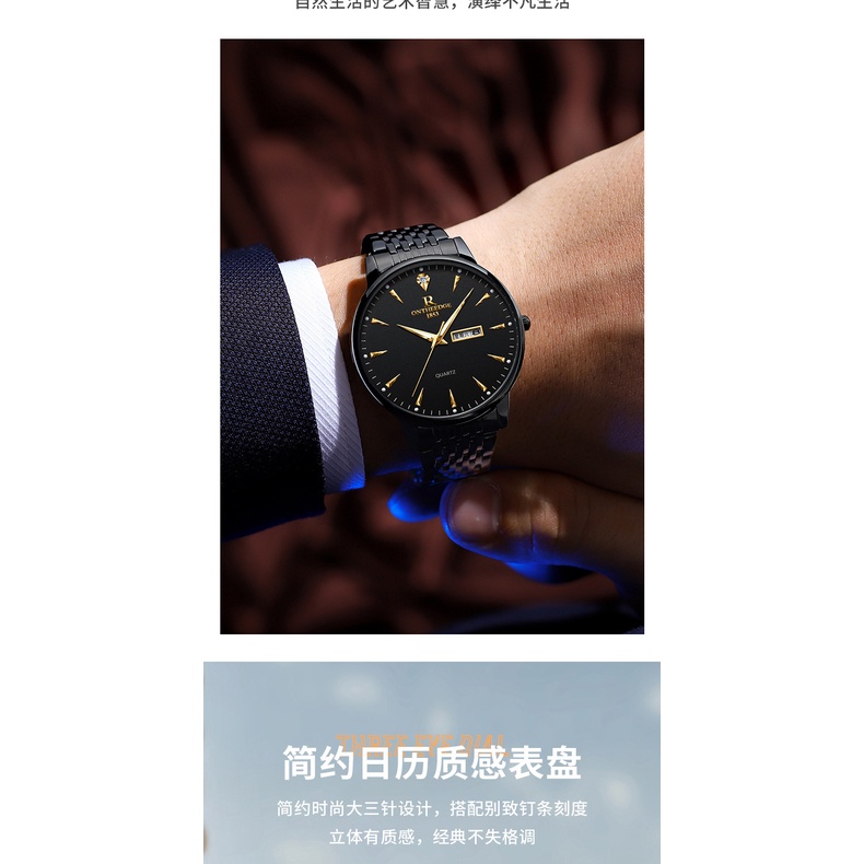 Ruizhiyuan Đồng Hồ Nam Chống Thấm Nước Có Đèn Phát Quang Phong Cách Doanh Nhân