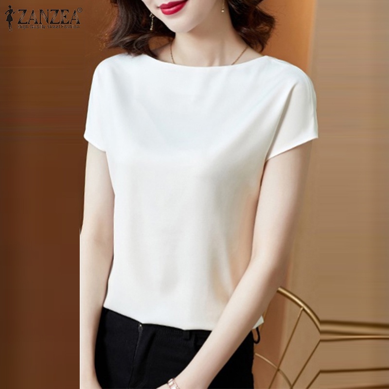 Áo nữ ZANZEA ngắn tay vải satin thời trang Hàn Quốc