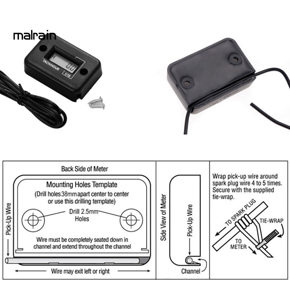 Đồng Hồ Đếm Giờ Màn Hình LCD Kỹ Thuật Số Chống Nước Cho Xe Máy / Tàu Thuyền /